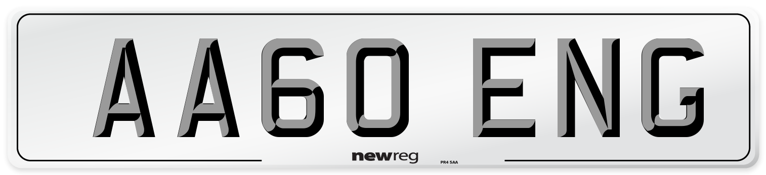 AA60 ENG Number Plate from New Reg